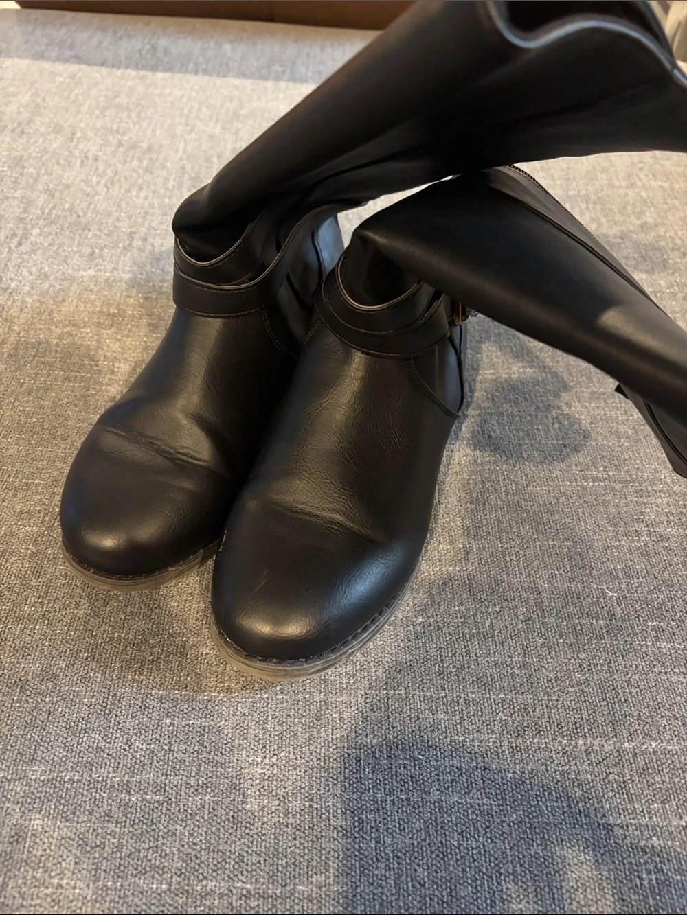 Women's Black Mid-Calf Buckle Boots